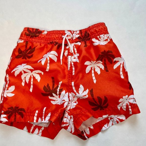 Janie and Jack Other - Janie and Jack Orange Palm Tree Swim Trunks 12-18M